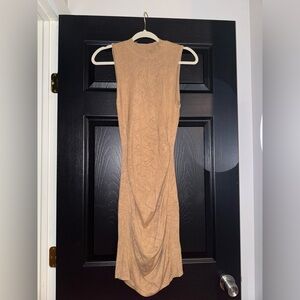Express light brown ruched sweater dress - M